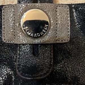 b. makowsky Black and Gray Textured Leather Shoulder Bag